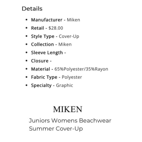 MIKEN Juniors Womens Size XS White Pineapple Print Beachwear Summer Cover-Up NWT - Picture 2 of 6